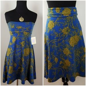 LuLaRoe Blue and Gold Floral skirt